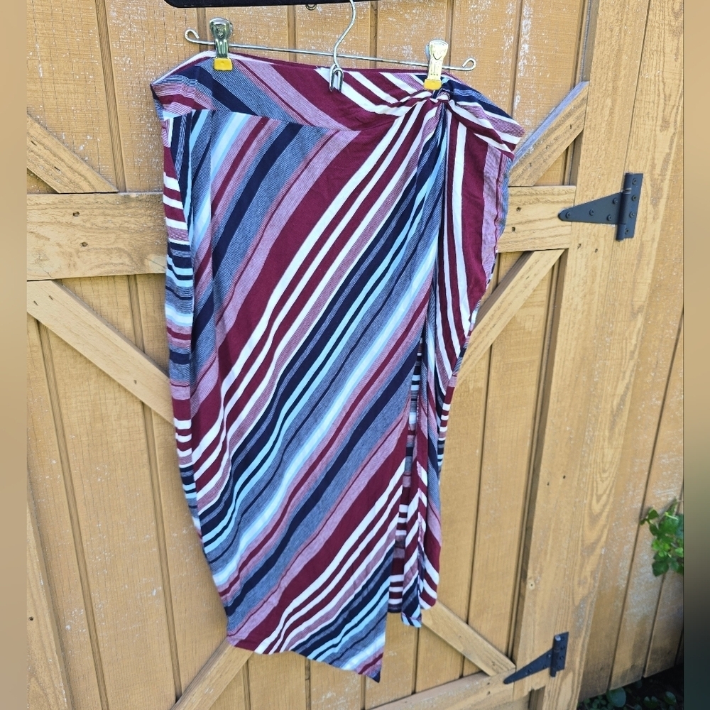 Striped Wrap Skirt in Red and Blue Size XL